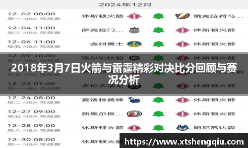 2018年3月7日火箭与雷霆精彩对决比分回顾与赛况分析